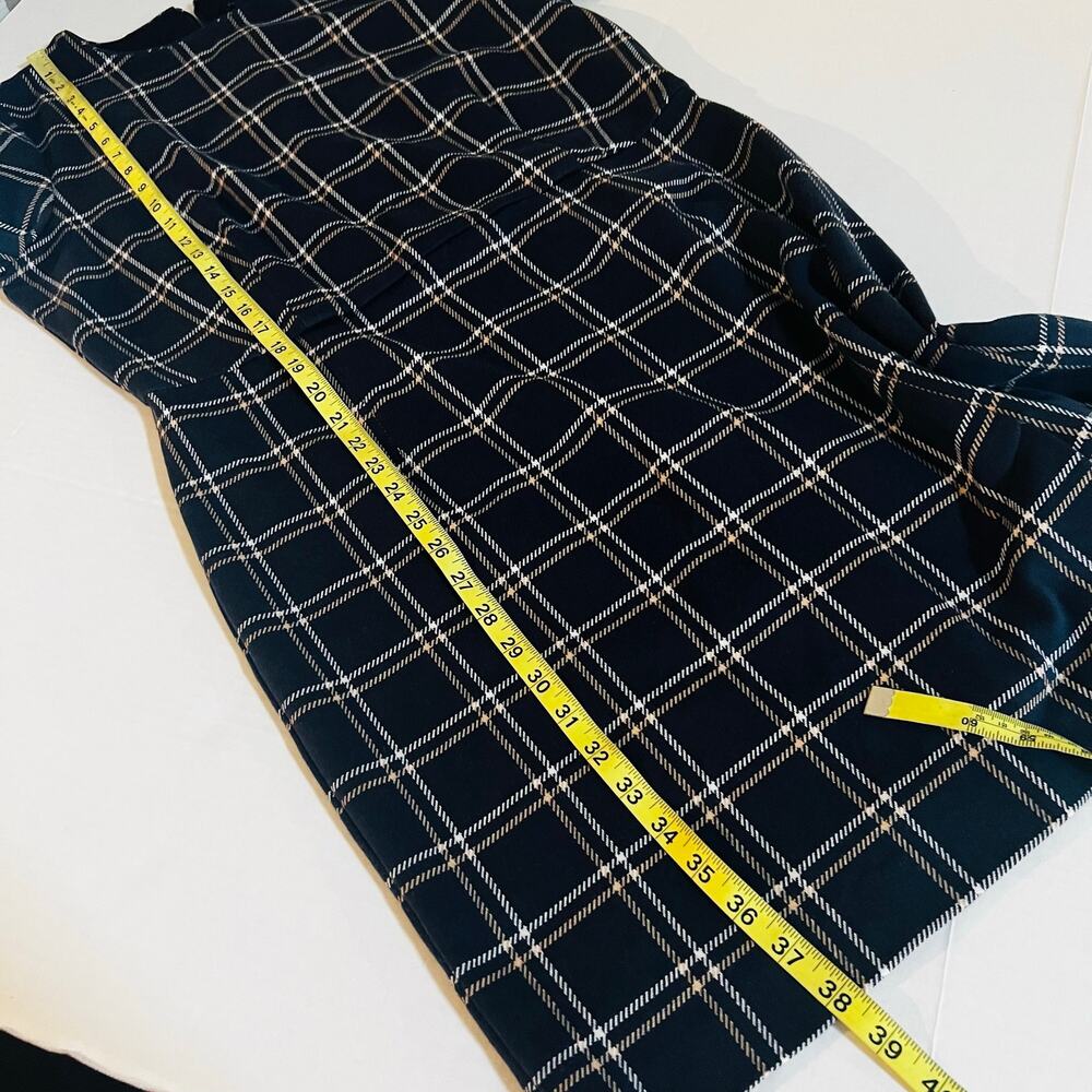 Ann Taylor Windowpane Short Sleeve Sheath Dress Size 14 Blue Multi - Picture 7 of 8